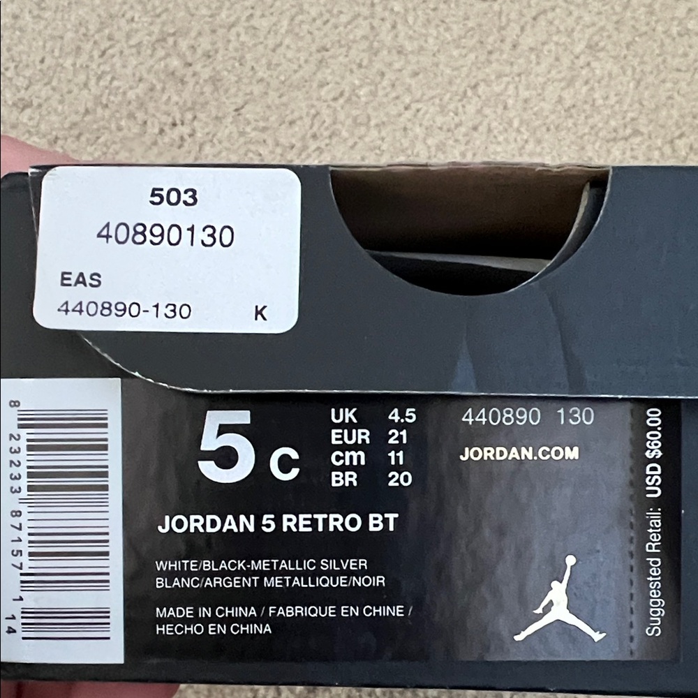 Jordan 5 Retro BT in White and Black